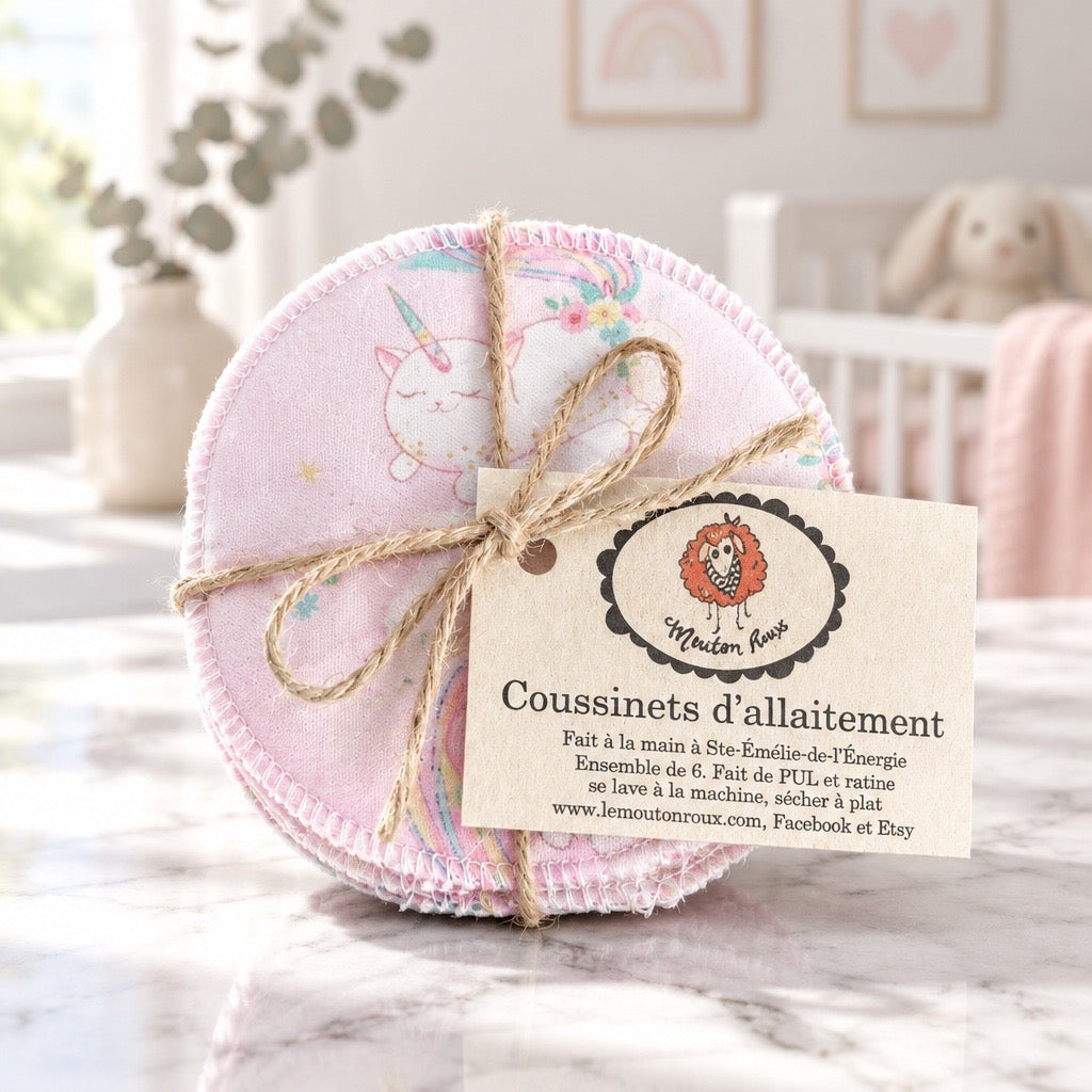 Coussinets d’allaitement chat licorne