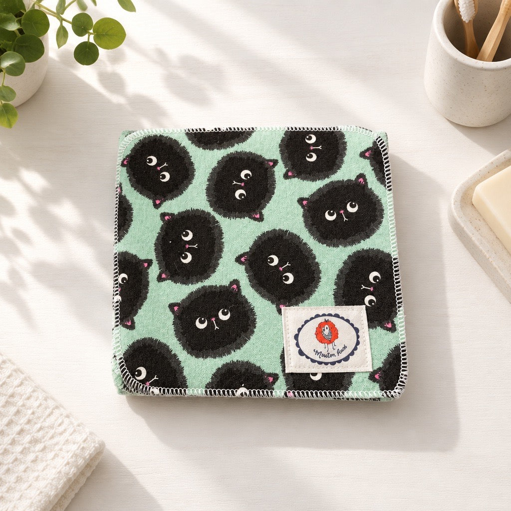 Lingettes lavables chat noir