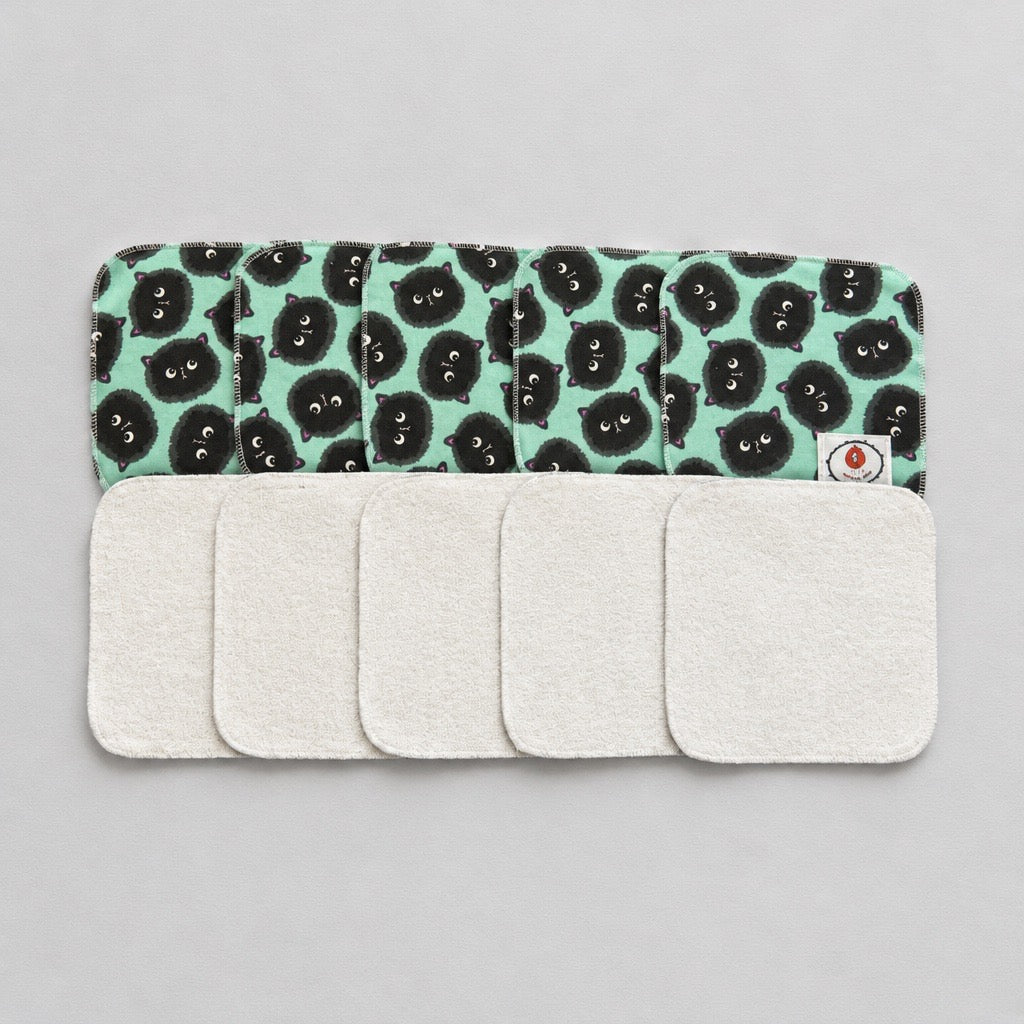 Lingettes lavables chat noir